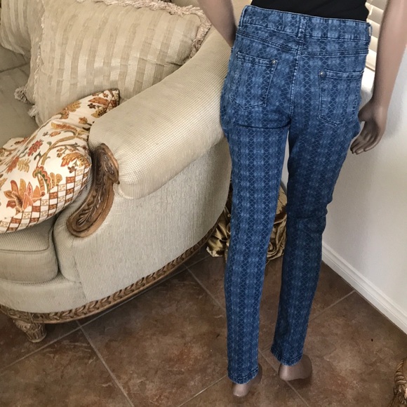 Urban Outfitters Jeans Size 32 Blue Dark Wash Plaid Print Denim Stretch Fall - Picture 3 of 4